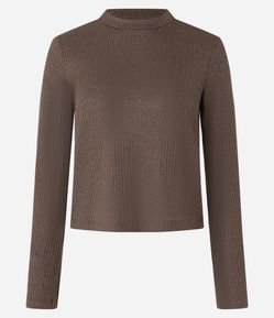 Blusa em Ribana Texturizada com Golinha Alta