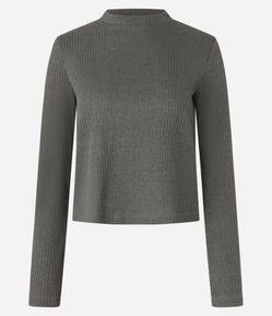 Blusa em Ribana Texturizada com Golinha Alta