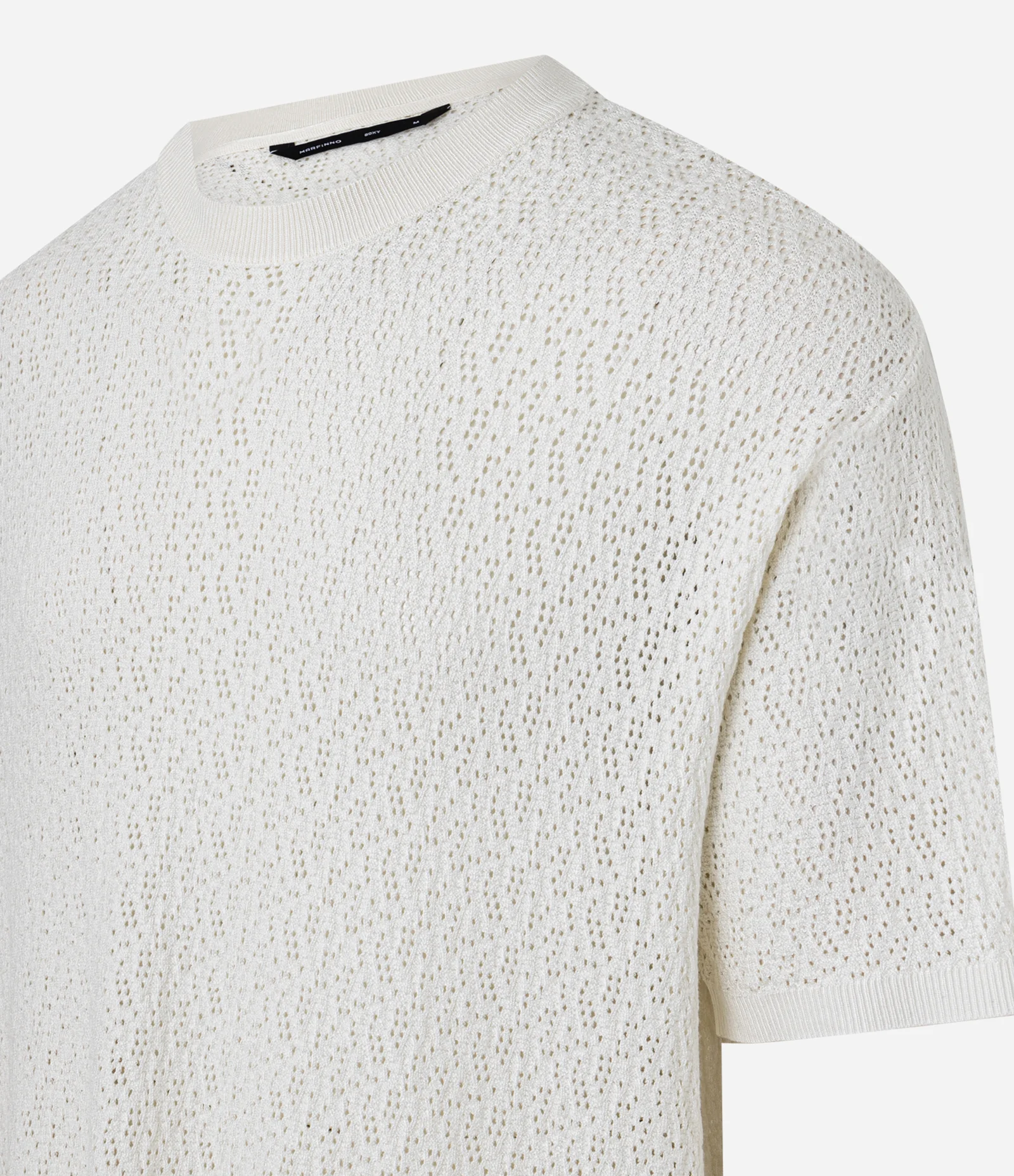 Camiseta Boxy em Viscose Texturizado Furinhos Branco 2