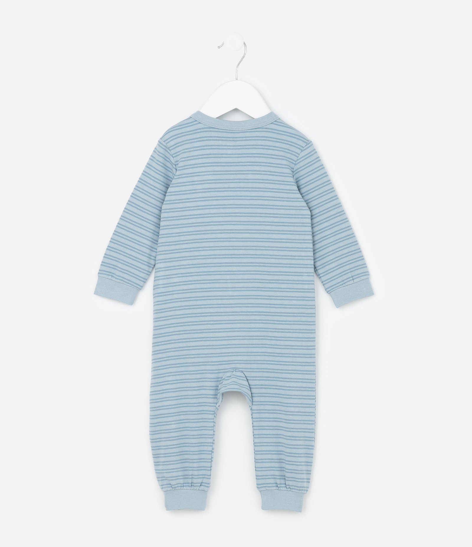 Macacão Infantil em Suedine com Estampa de Gatos e Listrado - Tam 0 a 18 meses Azul 3