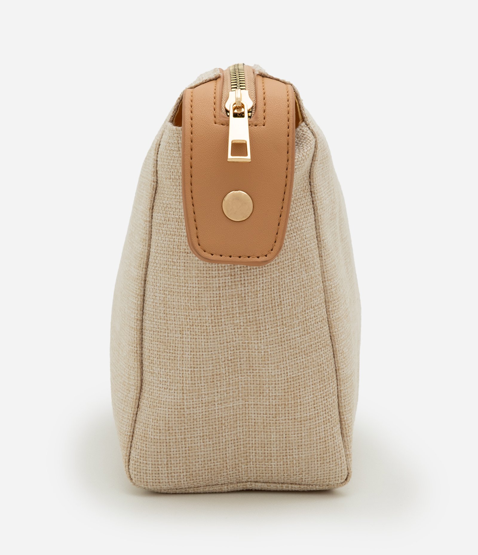 Necessaire Retangular em PU com Textura Canvas Marrom 2