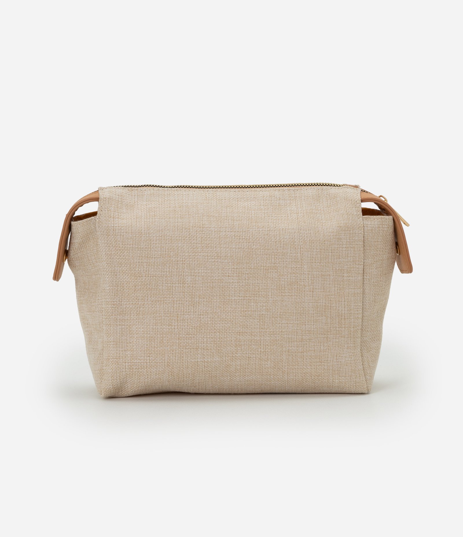 Necessaire Retangular em PU com Textura Canvas Marrom 3