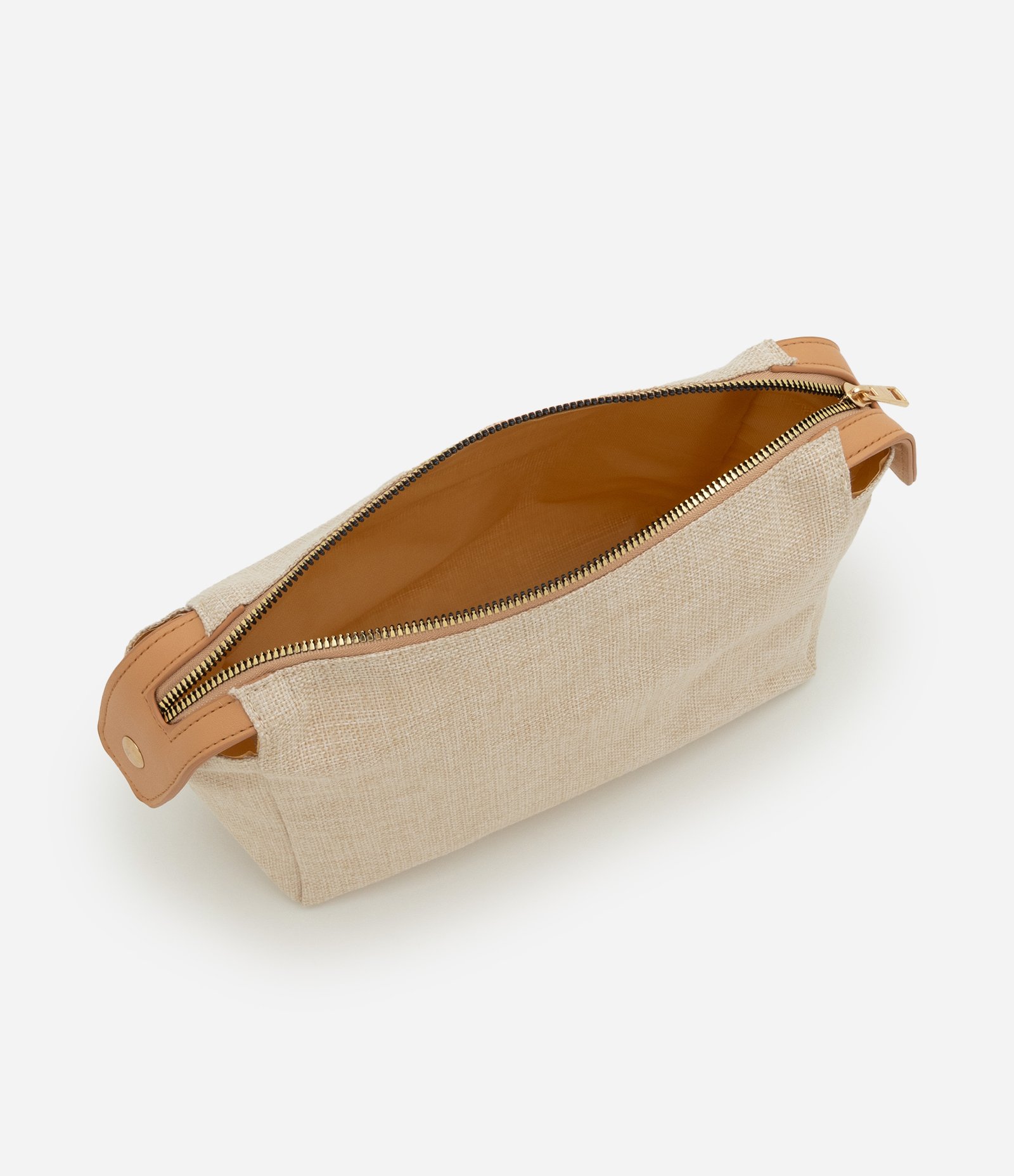 Necessaire Retangular em PU com Textura Canvas Marrom 4