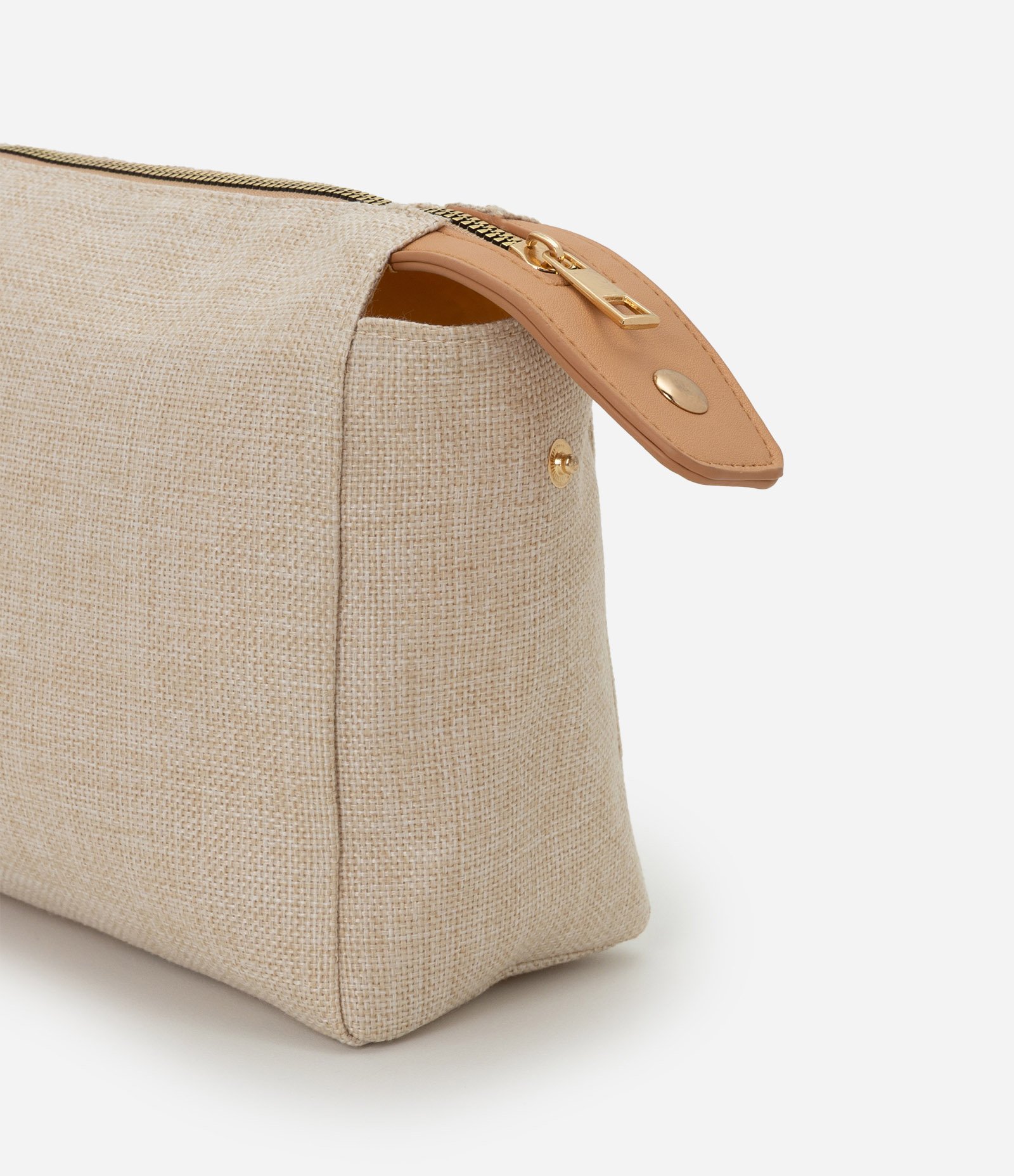 Necessaire Retangular em PU com Textura Canvas Marrom 5