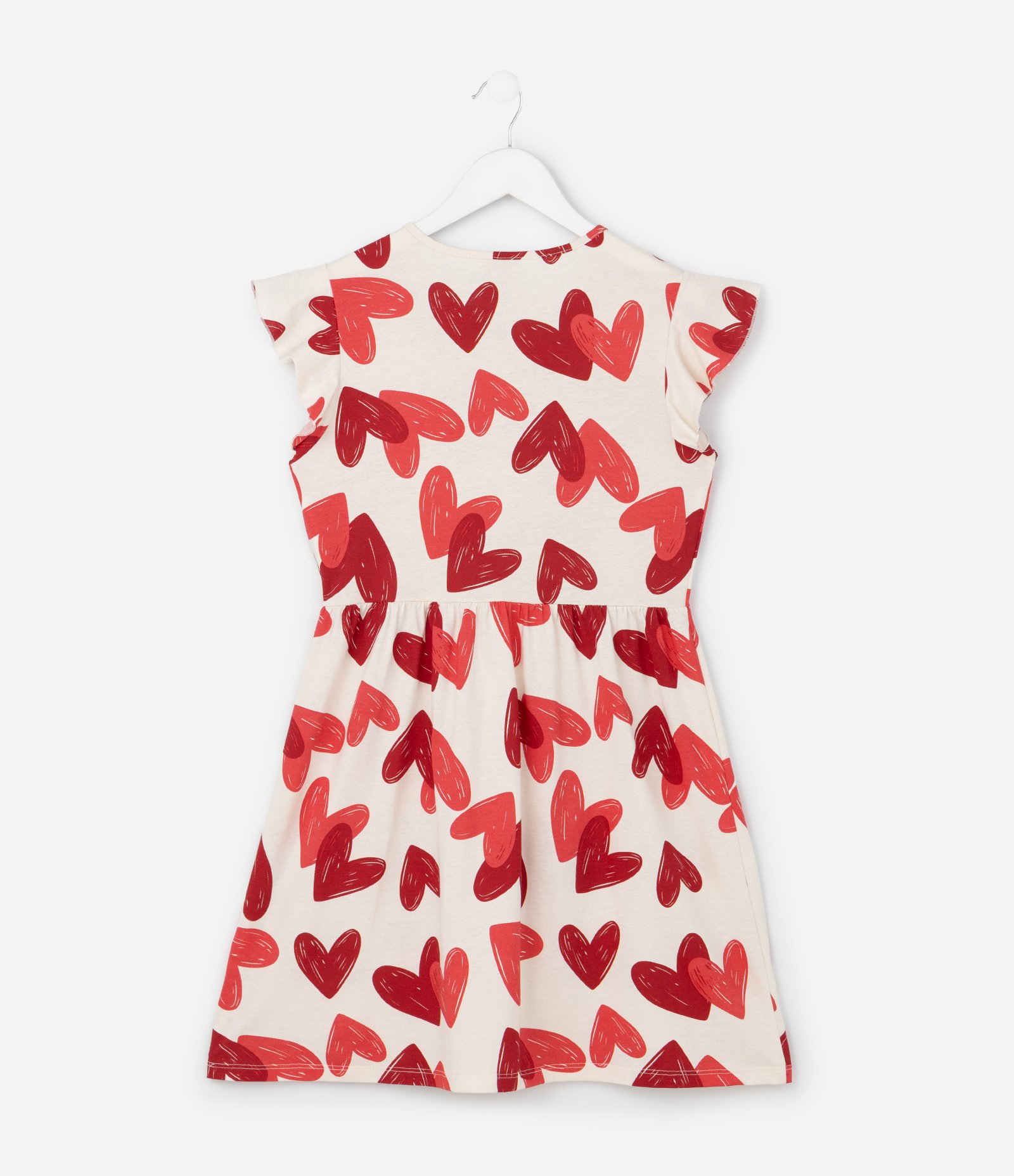 Vestido Infantil em Algodão com Estampa de Corações - Tam 5 a 14 Anos Bege 2