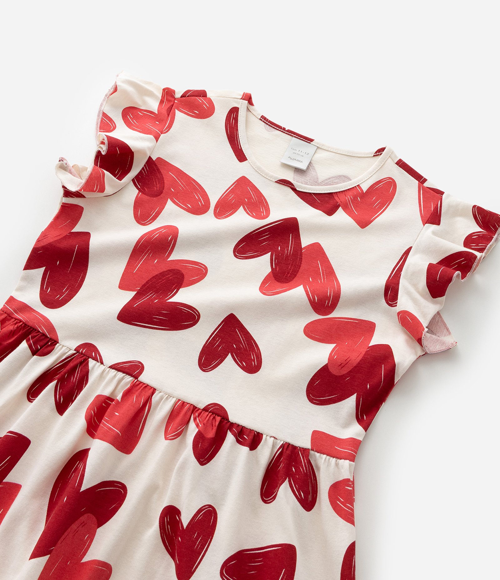 Vestido Infantil em Algodão com Estampa de Corações - Tam 5 a 14 Anos Bege 6