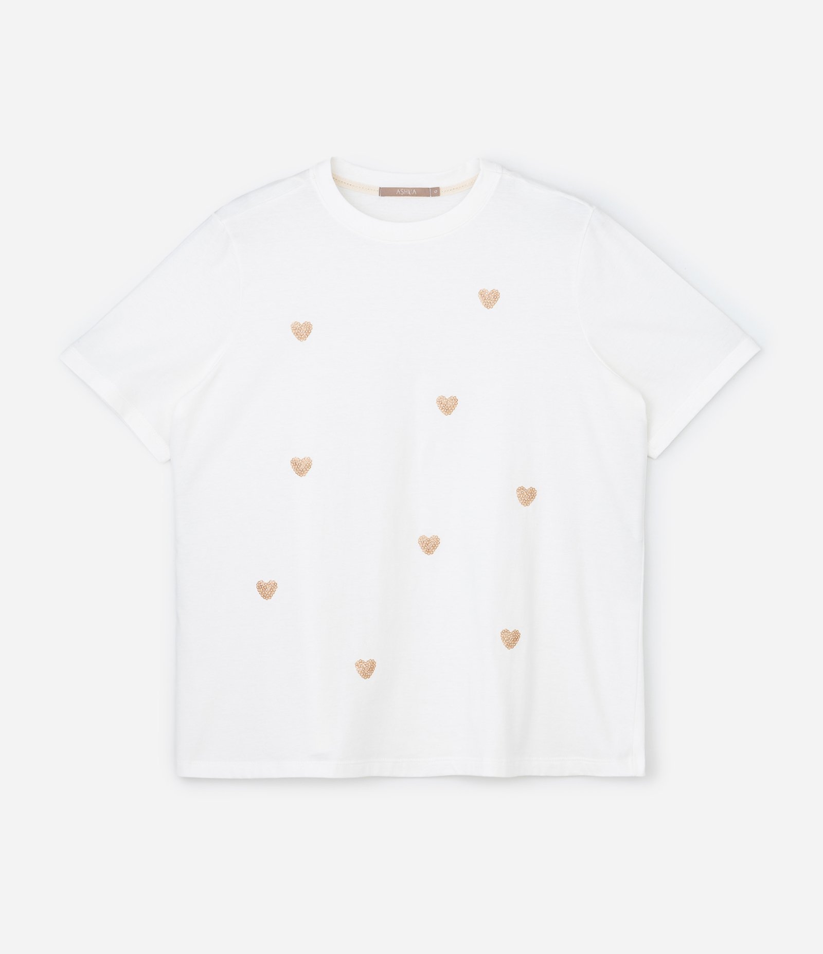 Camiseta em Algodão com Coração de Paetês Curve & Plus Size Branco 1