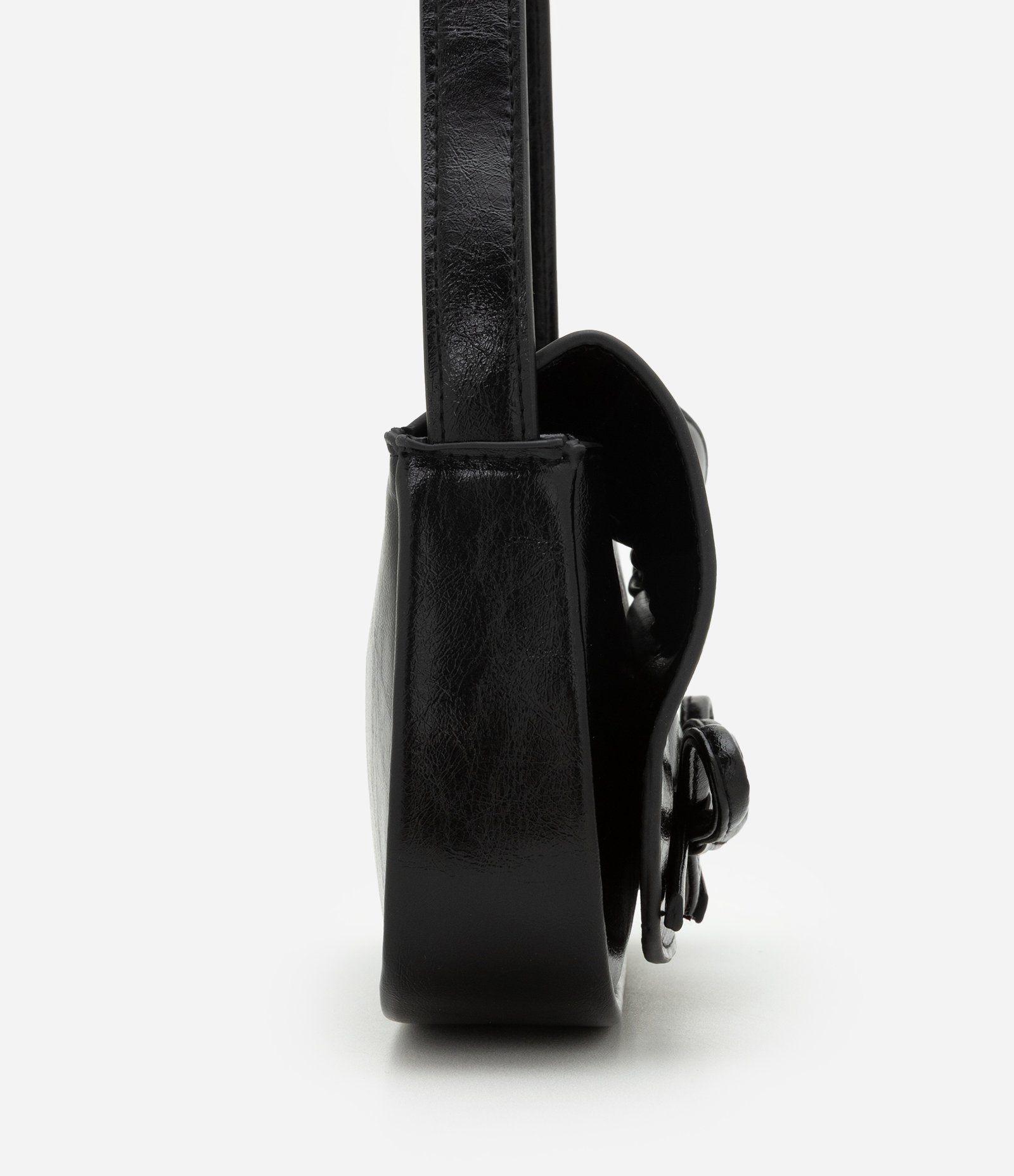 Bolsa Infantil Baguete em PU Liso com Lacinhos - Tam Único Preto 2