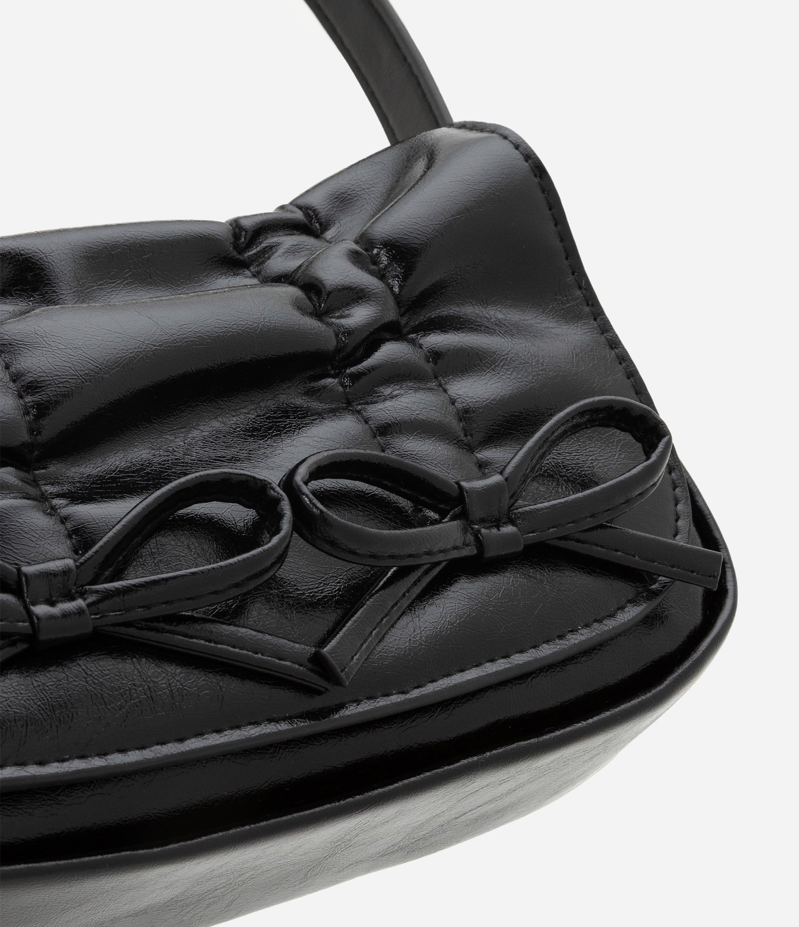 Bolsa Infantil Baguete em PU Liso com Lacinhos - Tam Único Preto 4