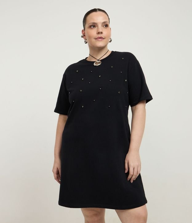 Vestido Curto em Moletinho com Brilhinhos Aplicados Curve & Plus Size