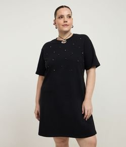 Vestido Curto em Moletinho com Brilhinhos Aplicados Curve & Plus Size