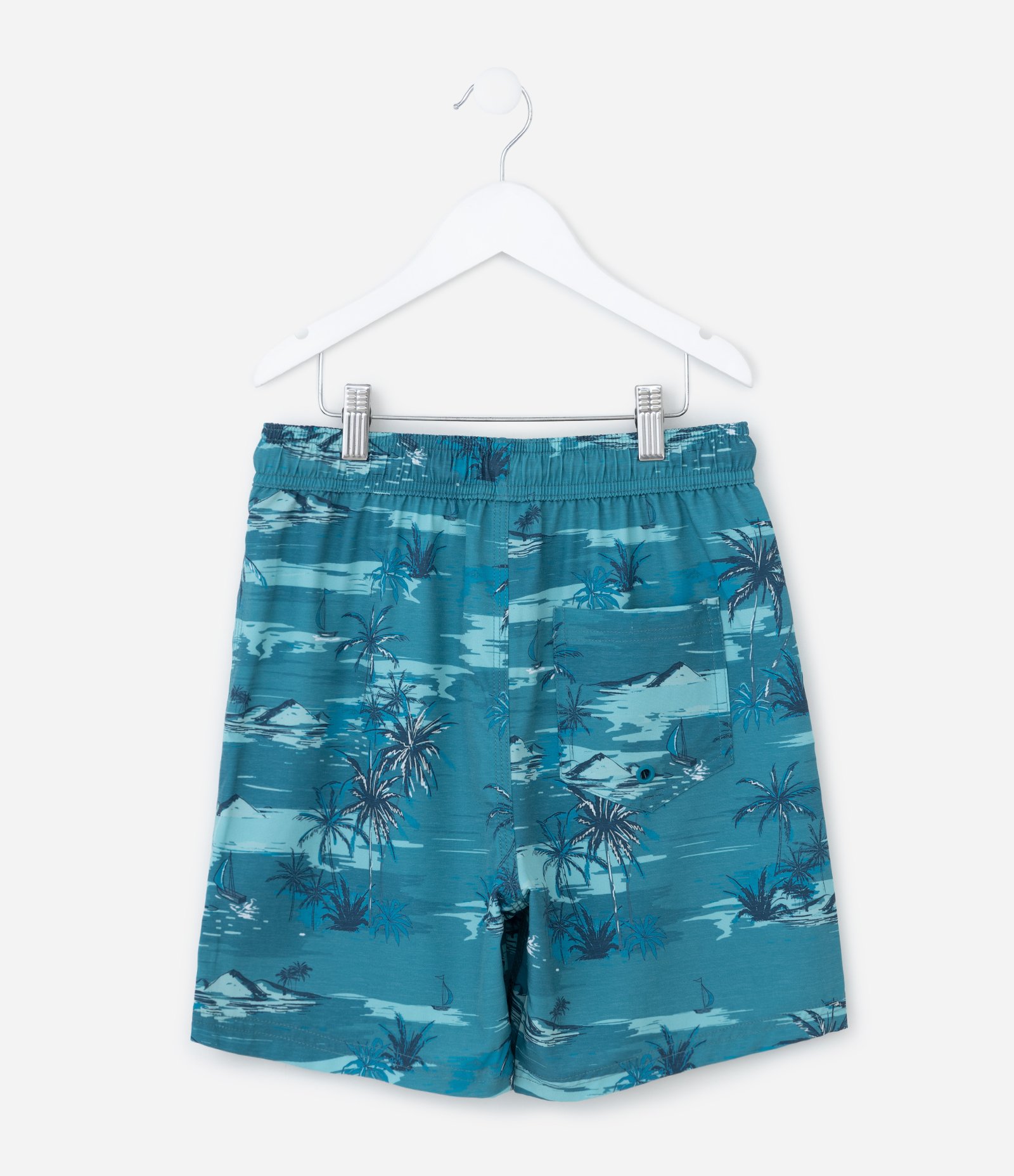 Bermuda Infantil de Banho com Estampa Tropical - Tam 5 a 14 Anos Azul 2