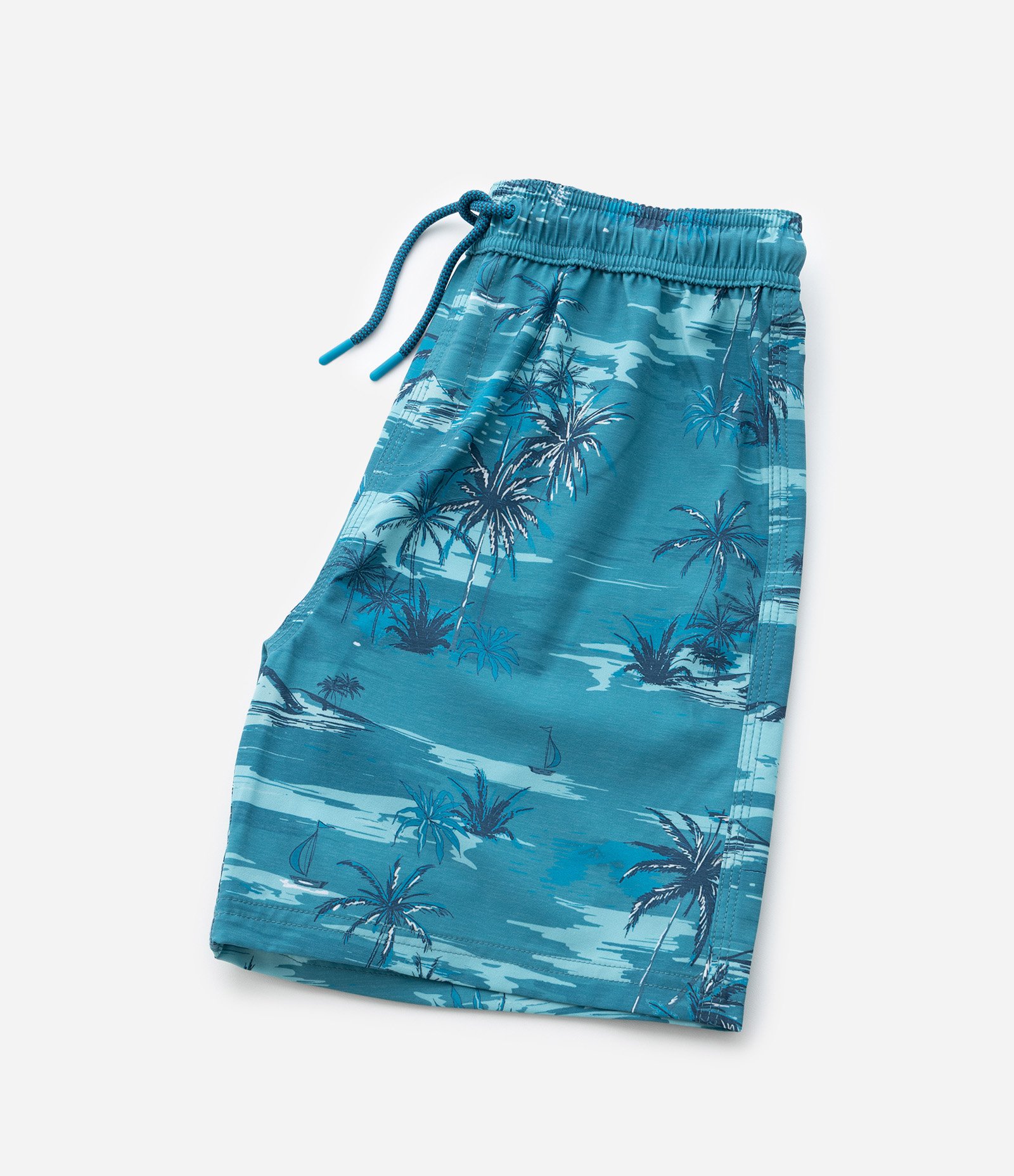 Bermuda Infantil de Banho com Estampa Tropical - Tam 5 a 14 Anos Azul 6