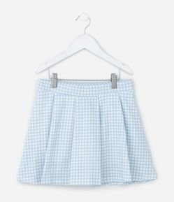 Short Saia Infantil com Estampa Xadrez Vichy - Tam 5 a 16 Anos