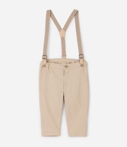 Calça Infantil em Sarja com Suspensório Removível – Tam RN a 18 Meses