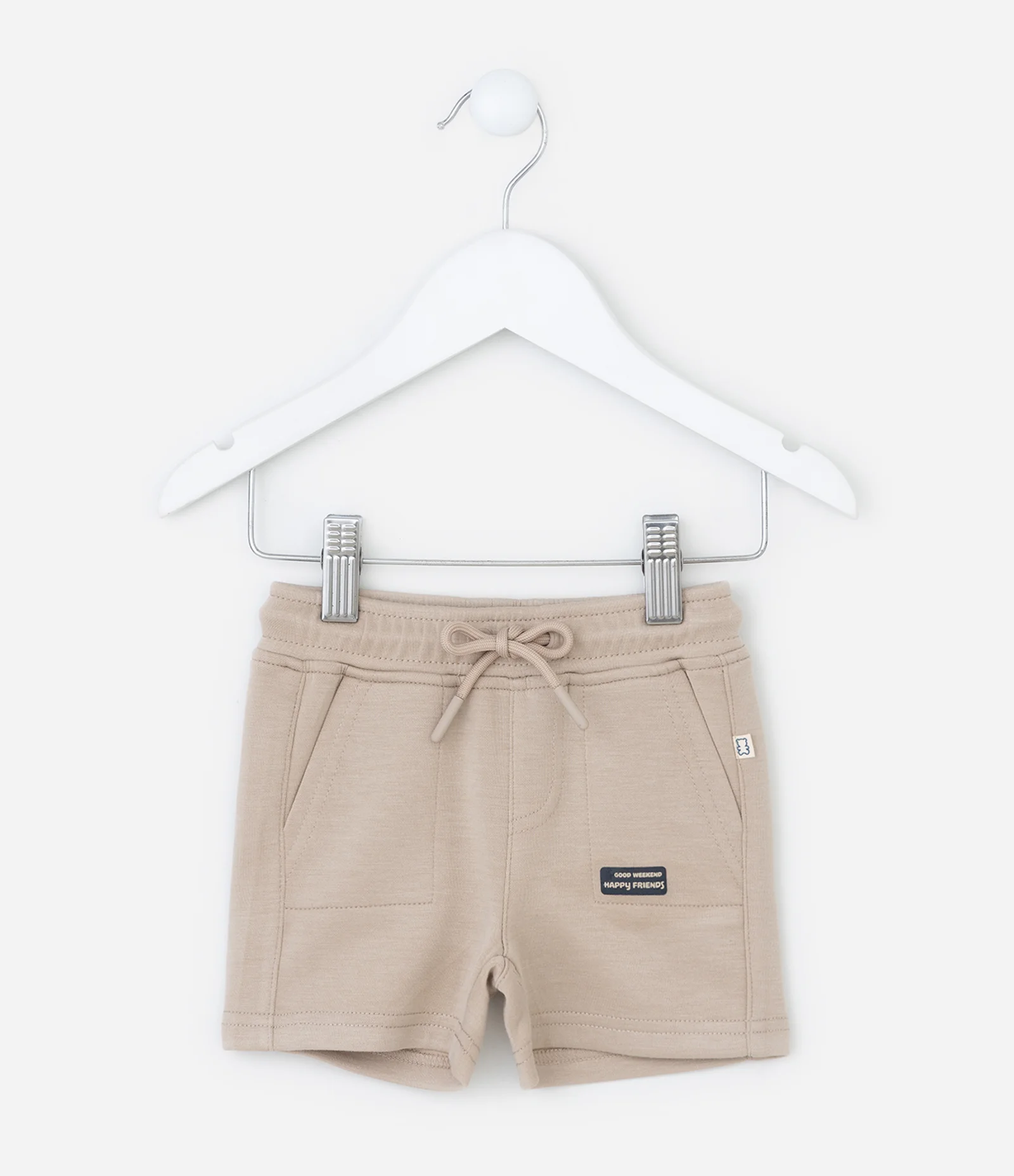 Bermuda Infantil com Bolsos - Tam RN a 18 Meses Bege 2