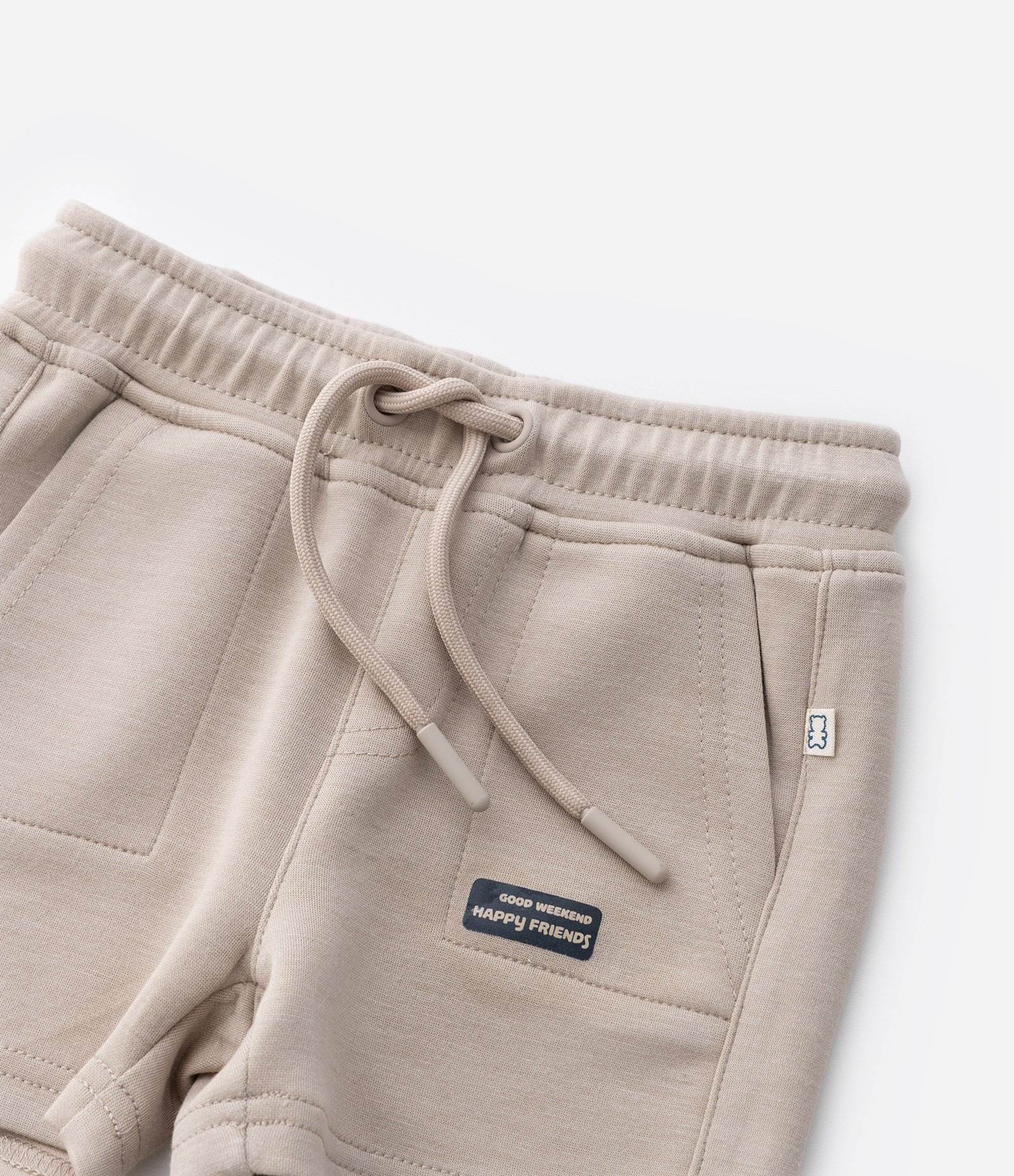 Bermuda Infantil com Bolsos - Tam RN a 18 Meses Bege 6