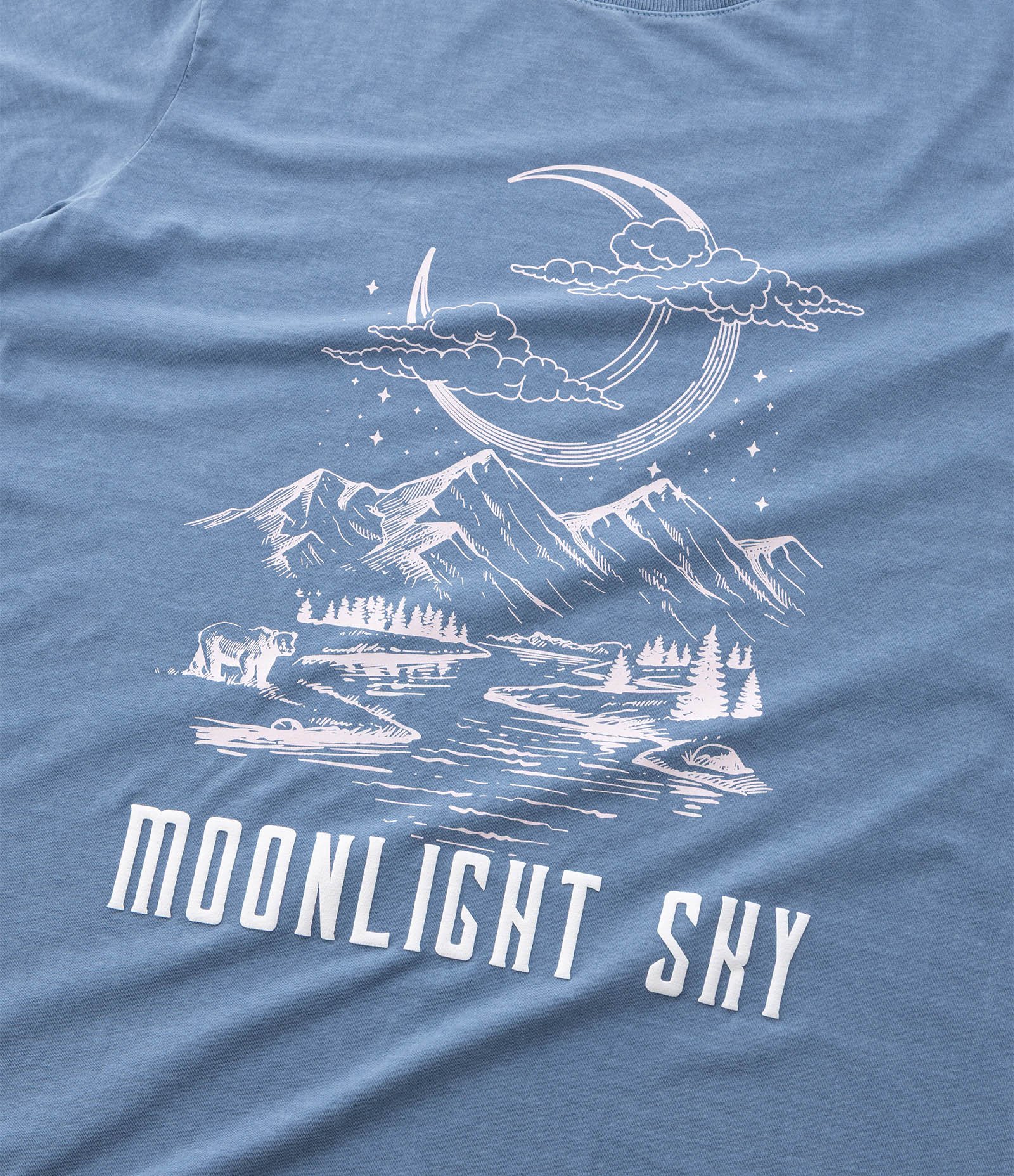 Camiseta Alongada em Algodão com Estampa Moonlight Sky Curve & Plus Size Azul Estonado 4