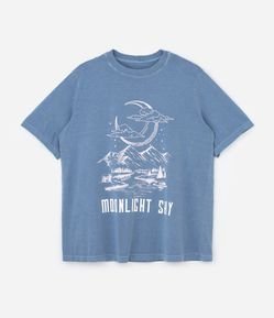 Camiseta Alongada em Algodão com Estampa Moonlight Sky Curve & Plus Size