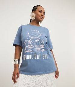 Camiseta Alongada em Algodão com Estampa Moonlight Sky Curve & Plus Size