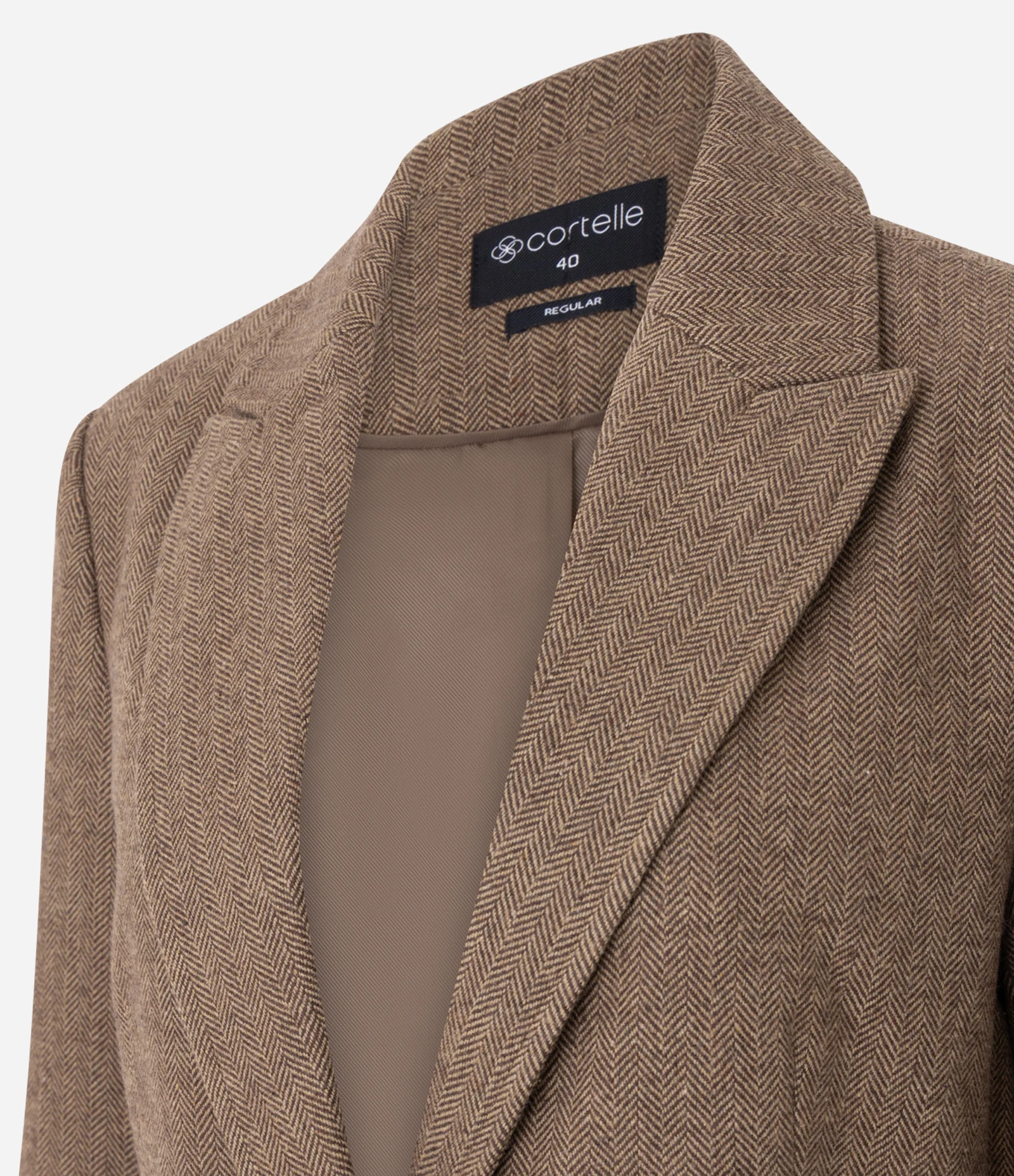 Blazer Regular em Polivelour com Textura Espinha de Peixe Marrom 2
