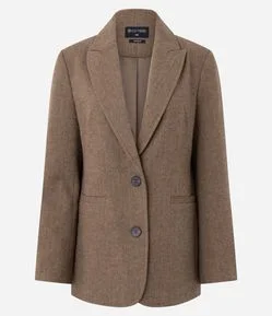 Blazer Regular em Polivelour com Textura Espinha de Peixe