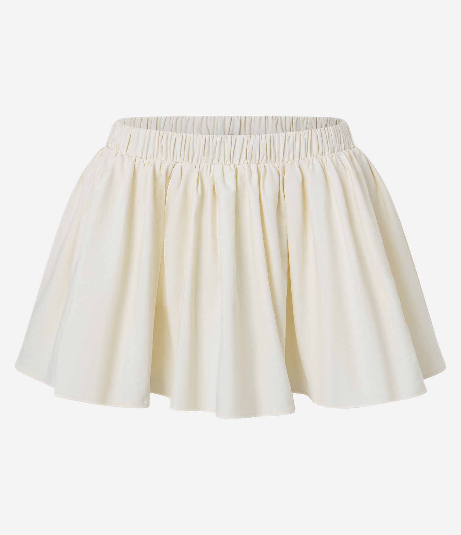 Short Saia Curto em Tricoline com Elástico no Cós e Franzidos Off White 8