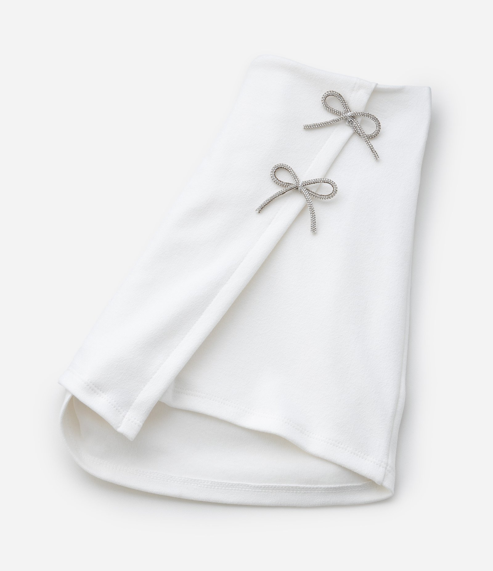 Short Saia Suedine Infantil com Aplicação de Laços em Strass - Tam 7 a 14 Anos Branco 8