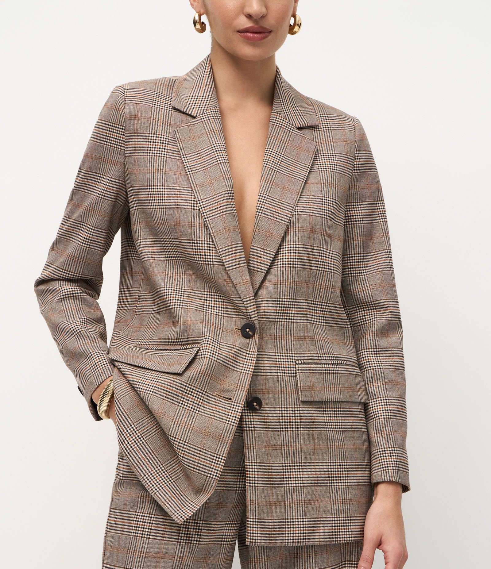 Blazer Oversized em Alfaiataria com Estampa Xadrez Cinza 4