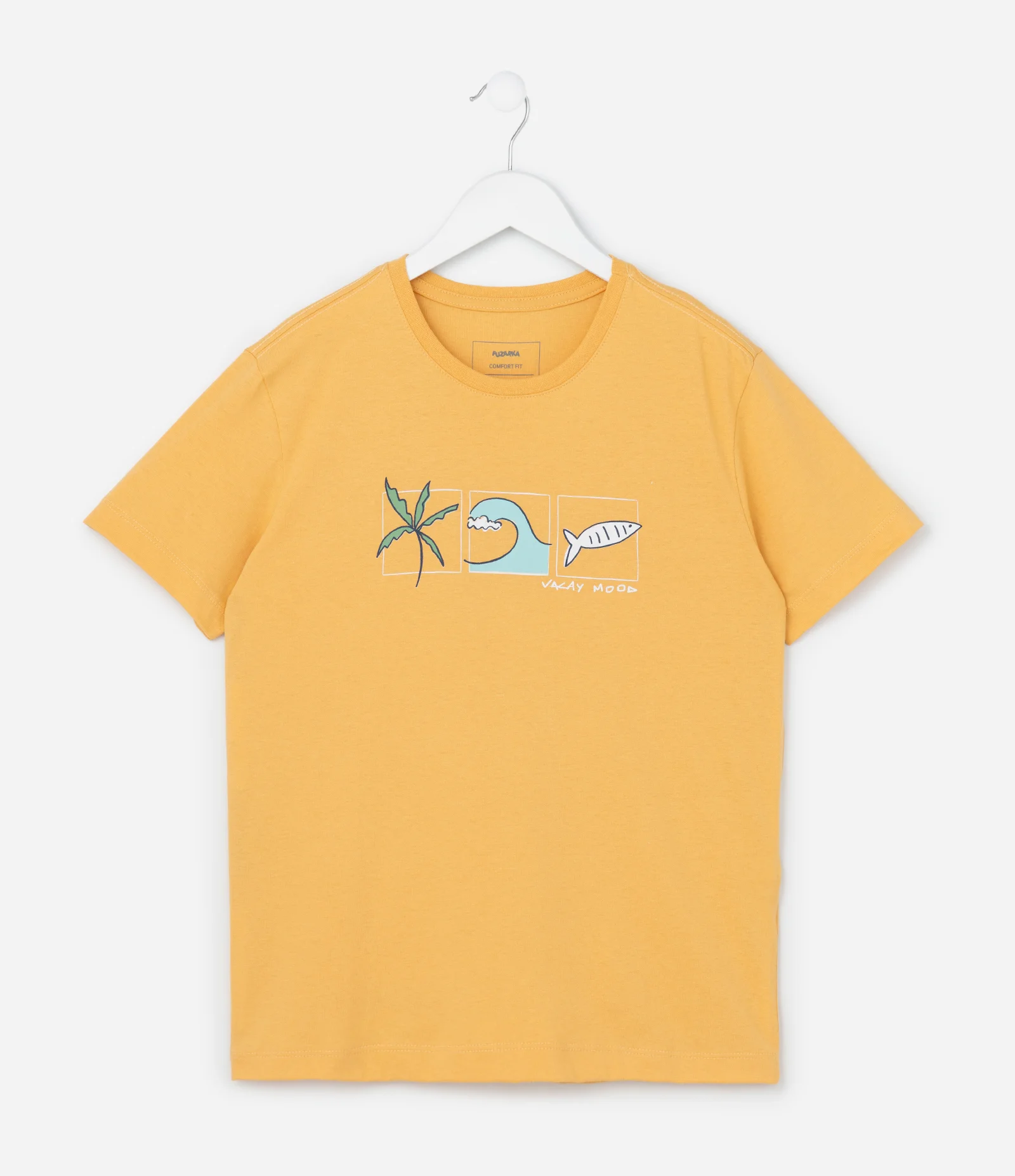 Camiseta Infantil com Estampa Praia - Tam 5 a 14 Anos Laranja 1