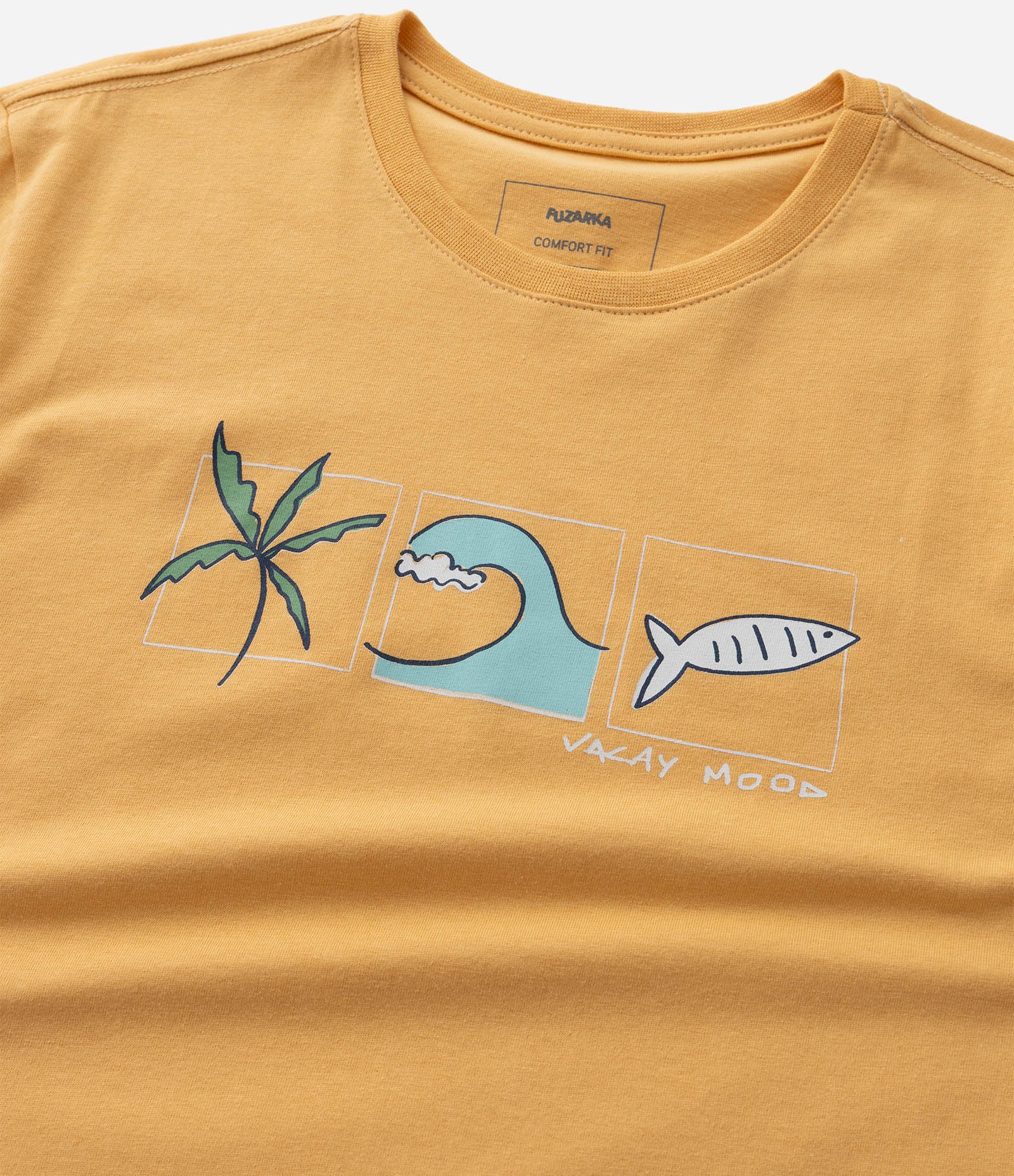 Camiseta Infantil com Estampa Praia - Tam 5 a 14 Anos Laranja 4