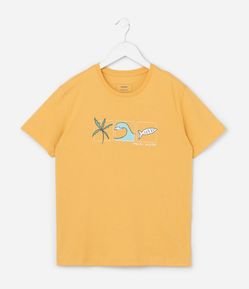 Camiseta Infantil com Estampa Praia - Tam 5 a 14 Anos