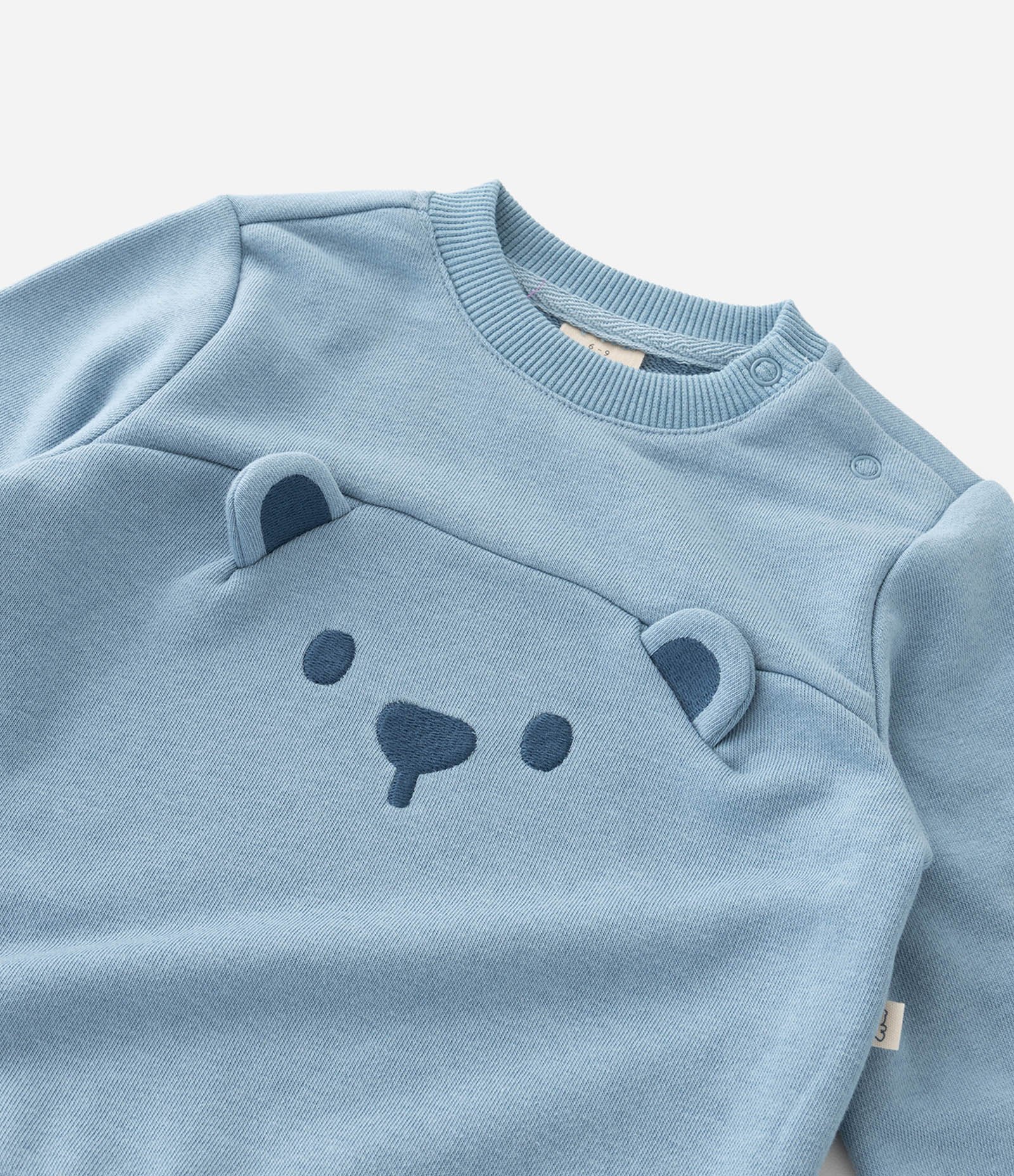 Conjunto Infantil em Moletom com Bordado de Ursinho – Tam 0 a 18 Meses Azul Claro 11