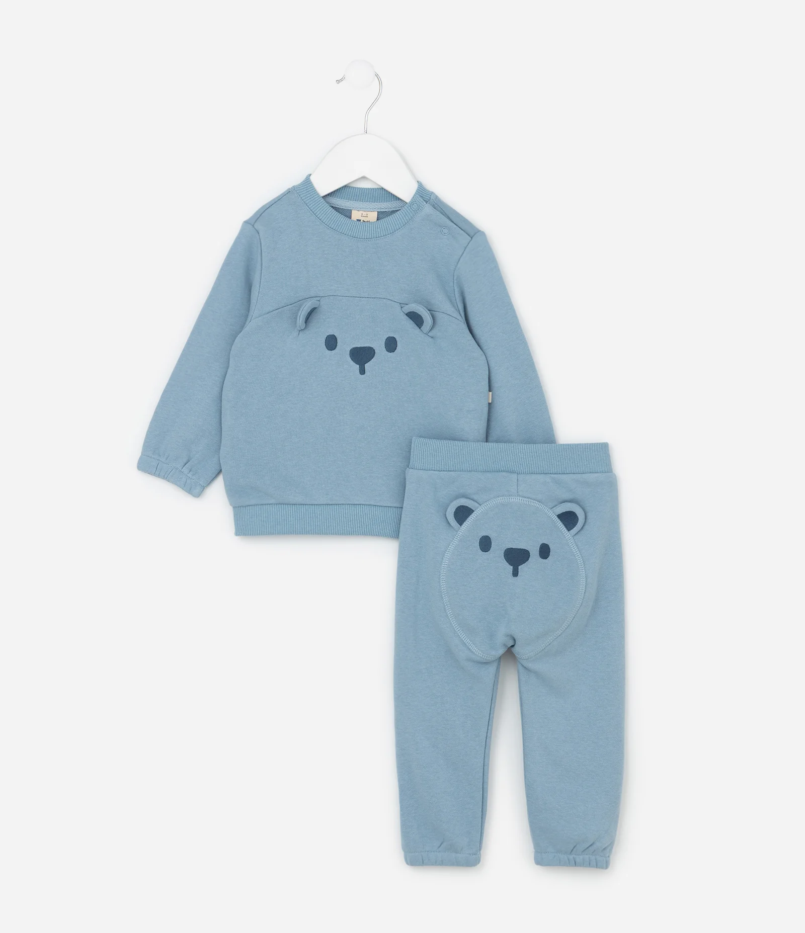 Conjunto Infantil em Moletom com Bordado de Ursinho – Tam 0 a 18 Meses Azul Claro 1