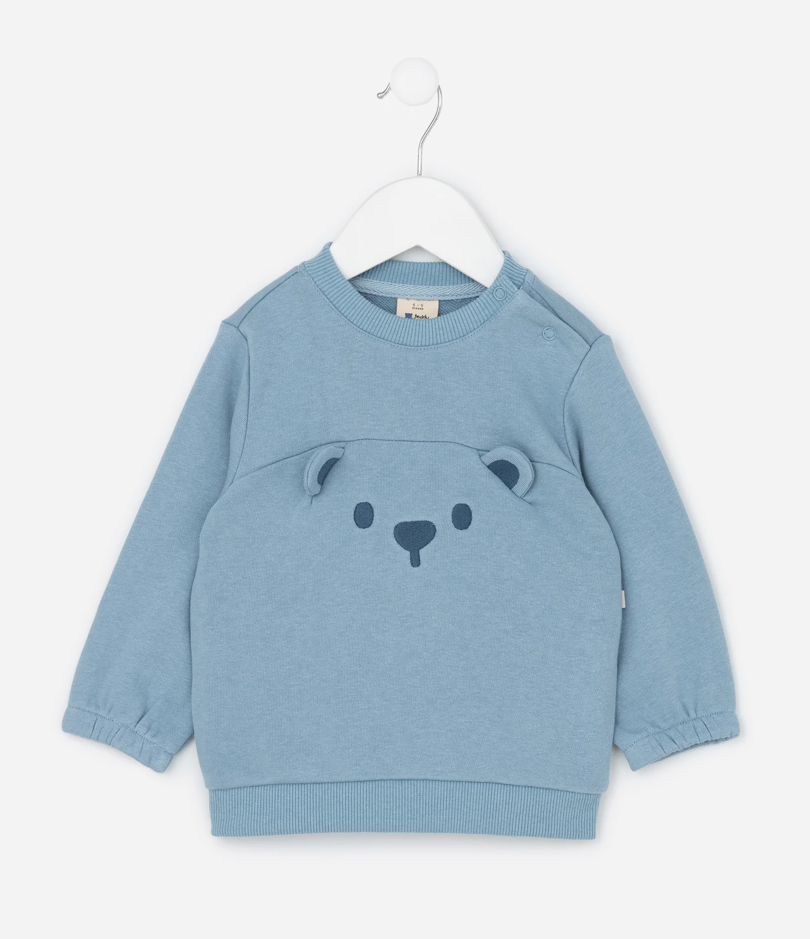 Conjunto Infantil em Moletom com Bordado de Ursinho – Tam 0 a 18 Meses Azul Claro 2