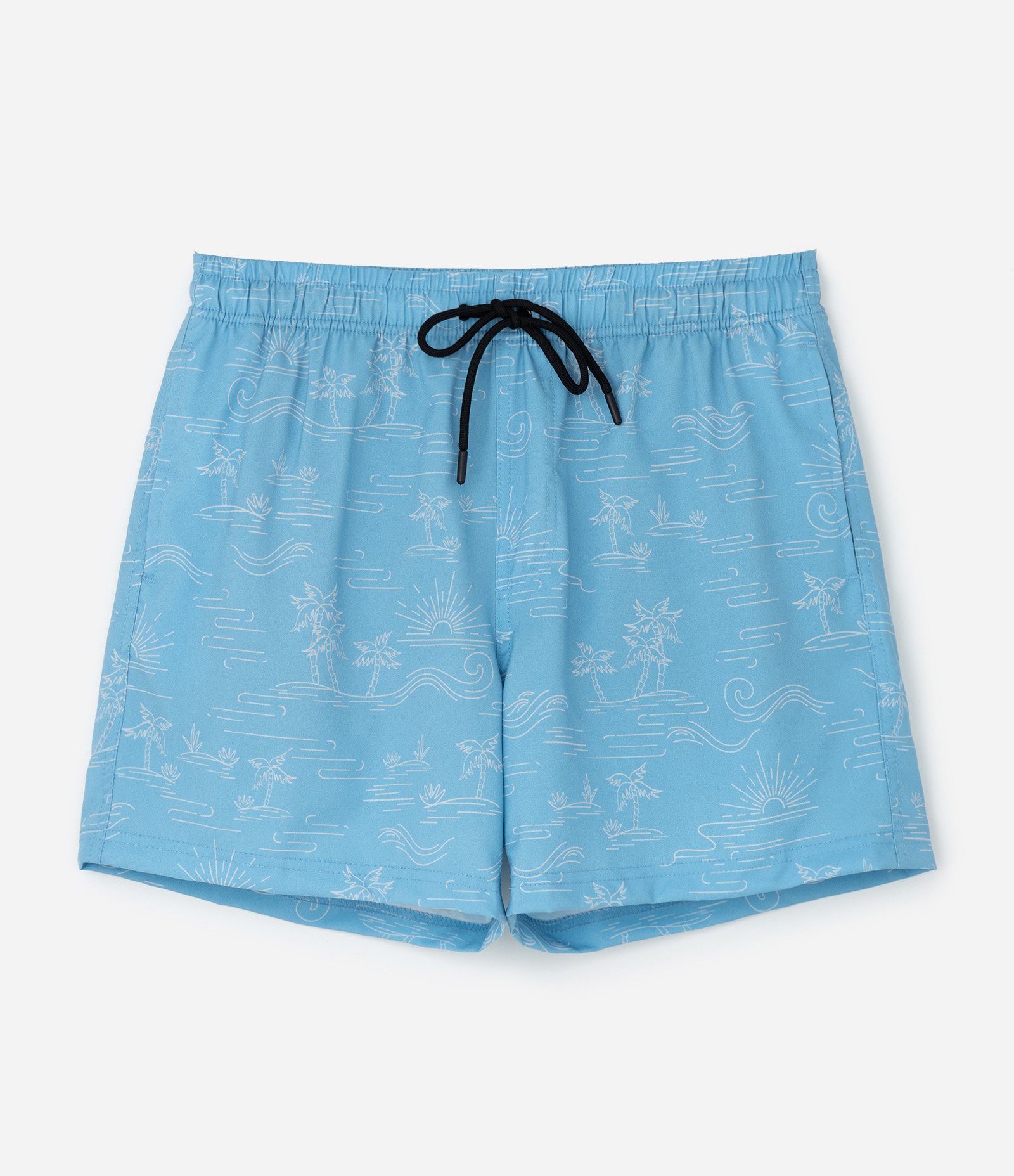 Bermuda de Banho em Microfibra Leve com Estampa de Ícones de Praia Azul 4