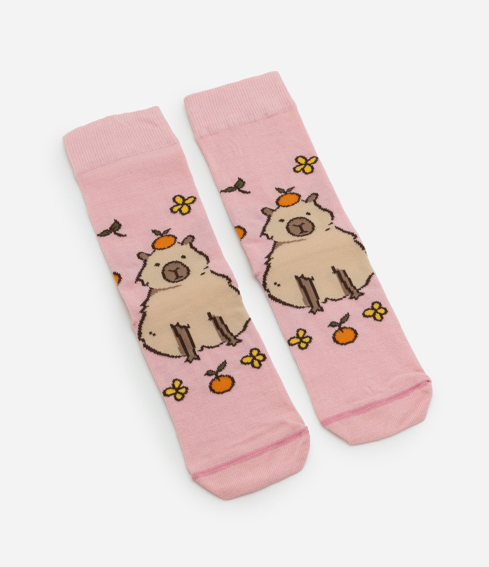 Meia Cano Alto em Algodão com Estampa Capivara Rosa 4
