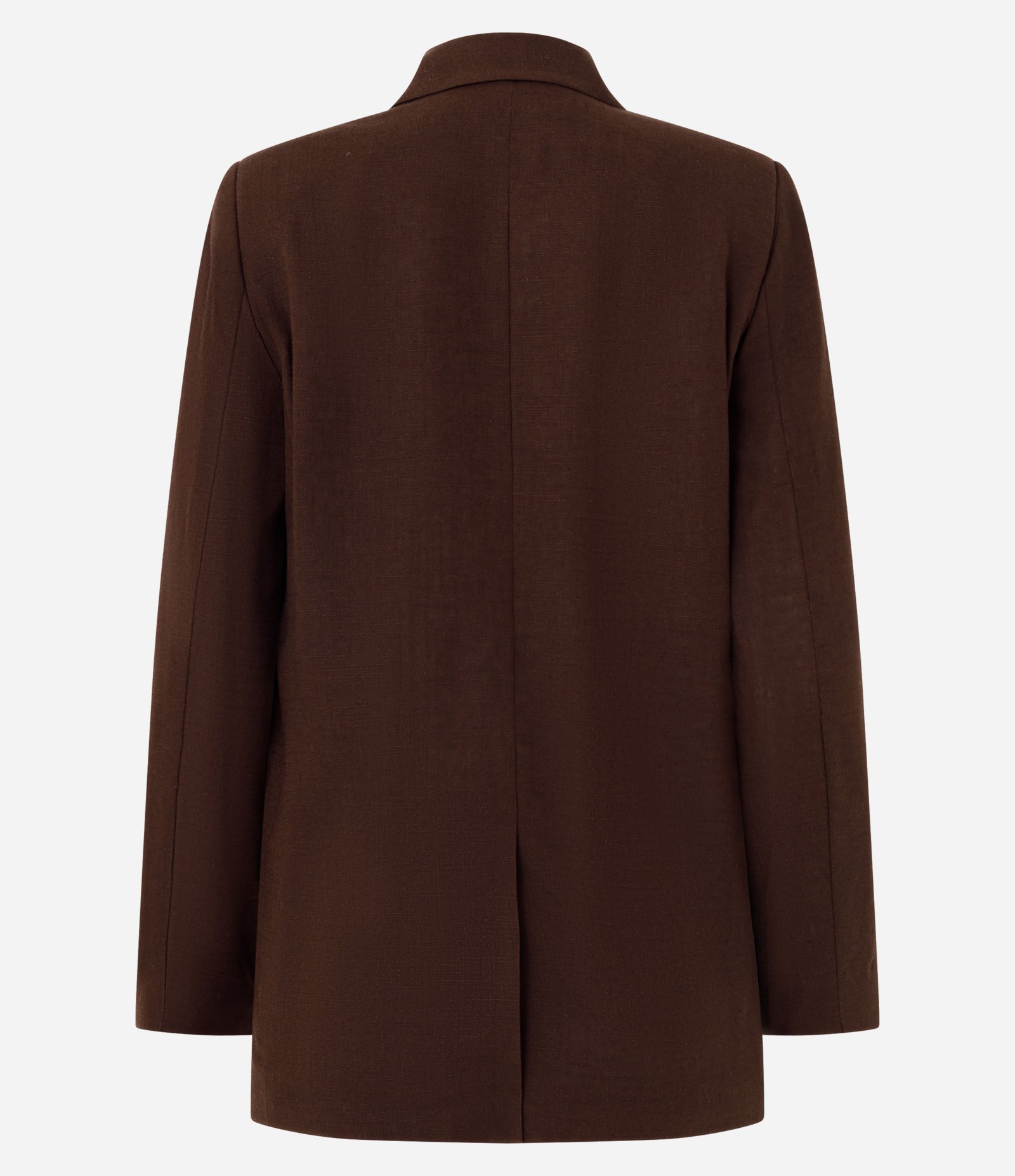 Blazer em Viscolinho com Lapelas e Botão Único Marrom 6