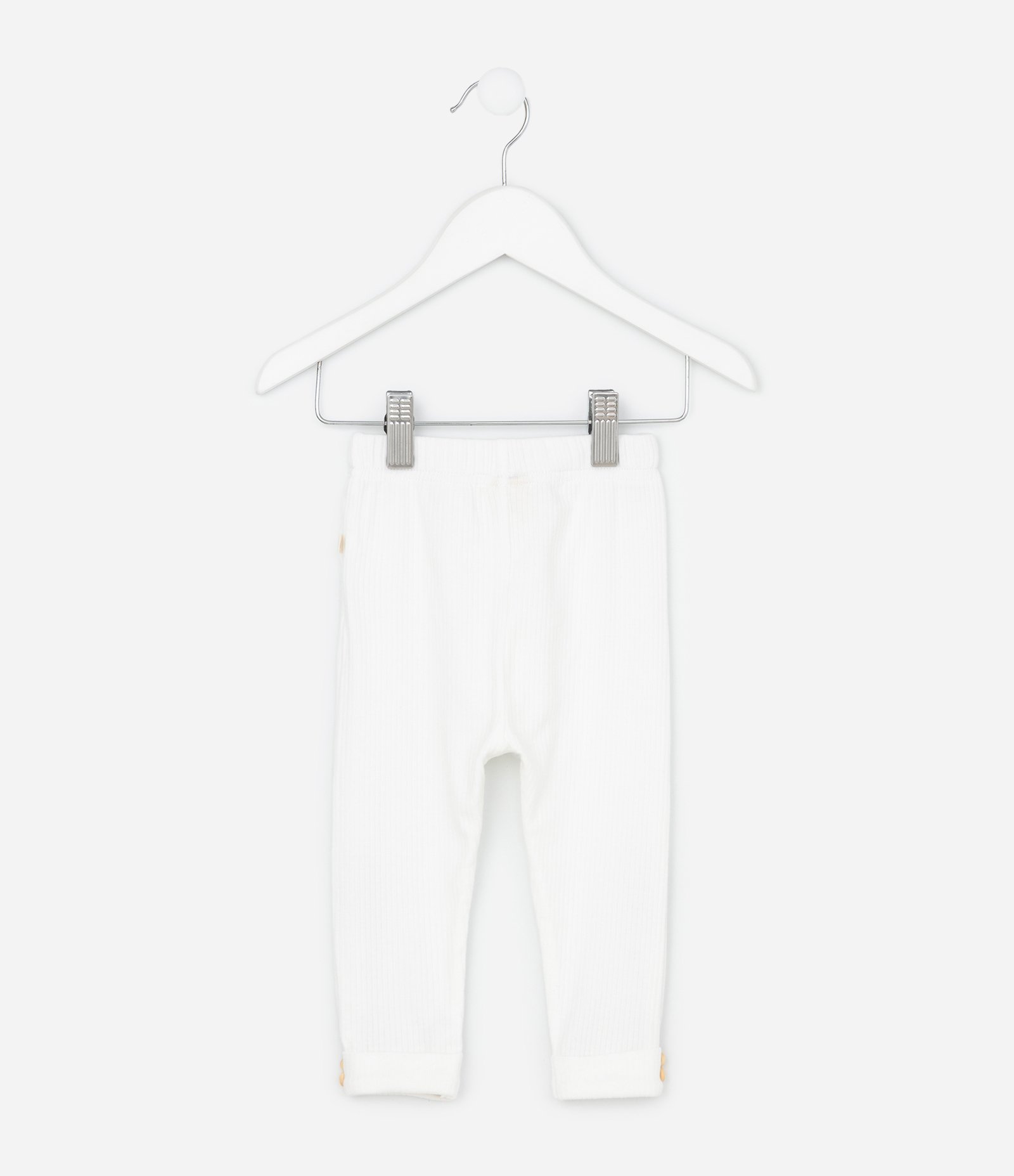 Calça Infantil Canelada com Botões na Barra – Tam RN a 18 Meses Branco 3