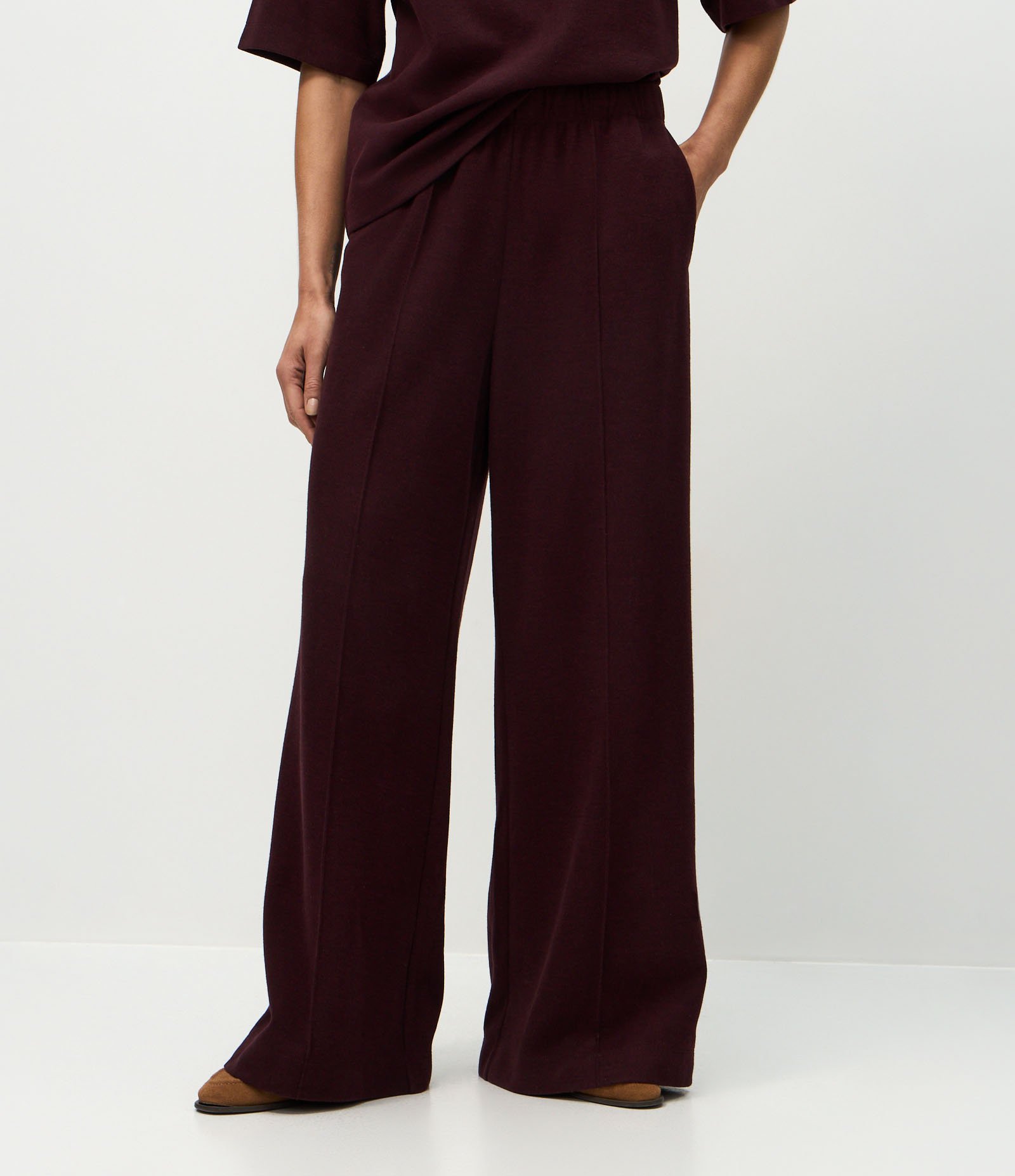 Calça Wide Leg em Moletom Sem Felpa Vermelho 3