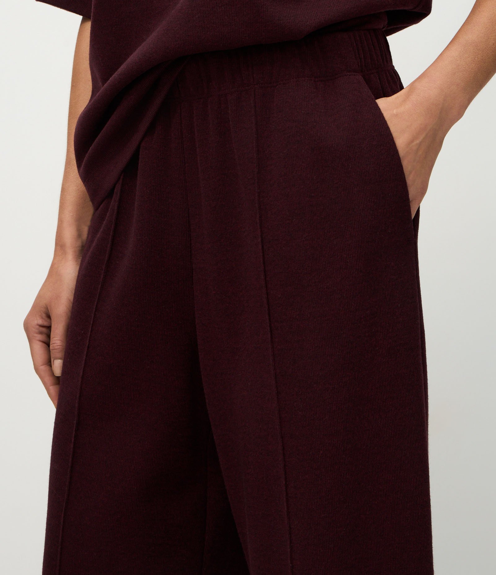 Calça Wide Leg em Moletom Sem Felpa Vermelho 4