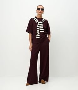 Calça Wide Leg em Moletom Sem Felpa