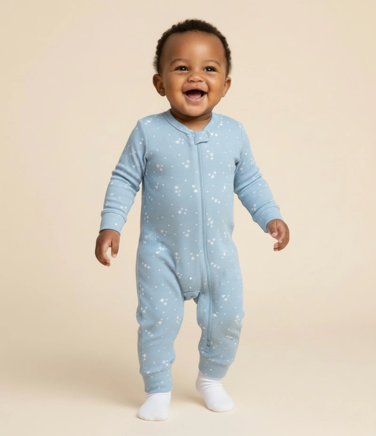 Macaquinho Infantil em Moletinho com Estampa de Estrelas – Tam 0 a 18 Meses Azul 1