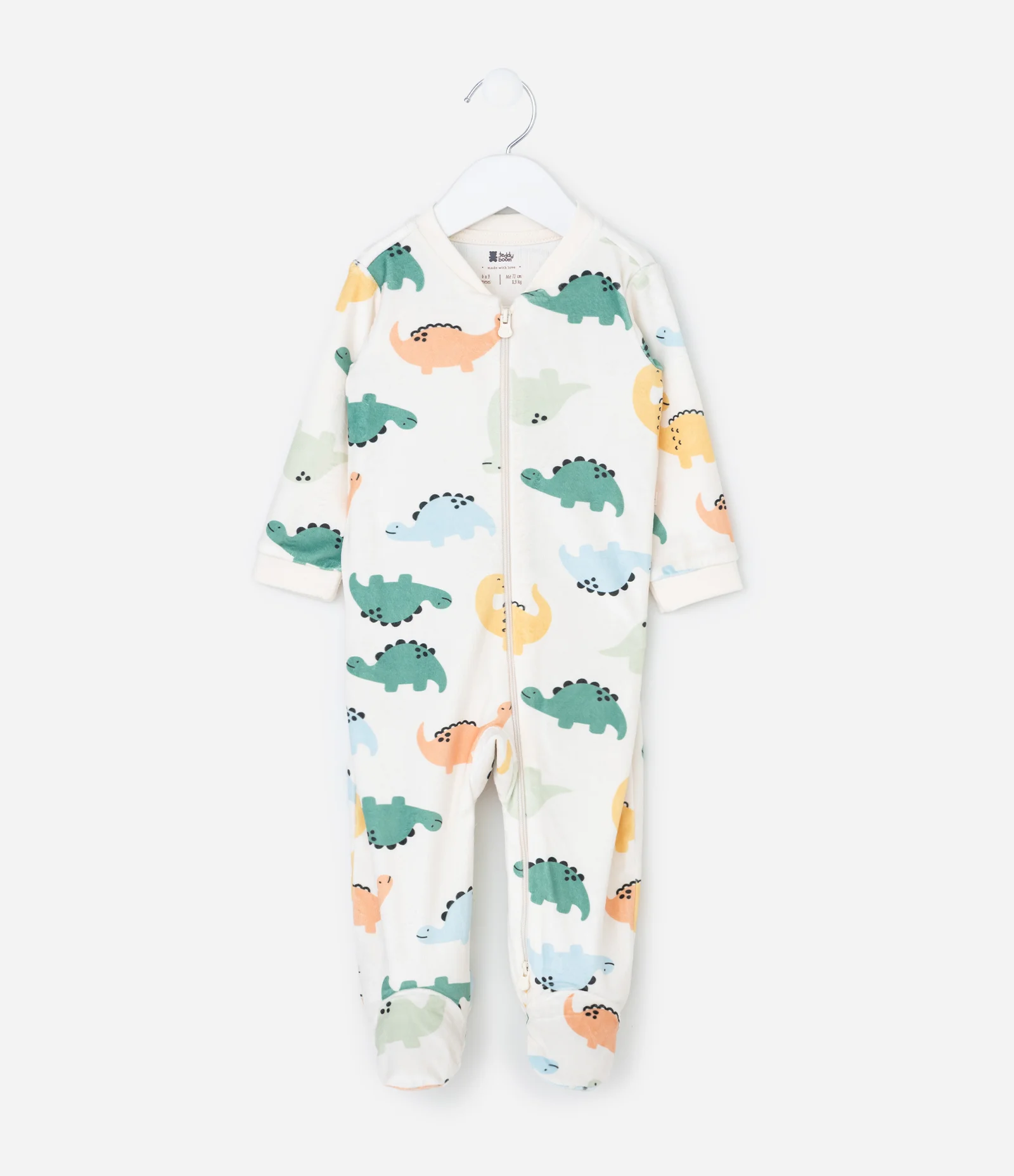 Macacão Infantil com Estampa de Dinossauros – Tam RN a 24 Meses Off White 2