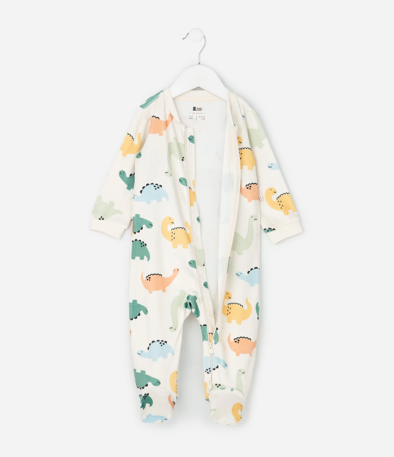Macacão Infantil com Estampa de Dinossauros – Tam RN a 24 Meses Off White 3