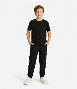 Calça Infantil em Microfibra com Bolsos e Velcro - Tam 5 a 14 Anos