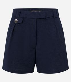 Short de Cintura Alta em Airflow Pregas e Lapela Abotoada