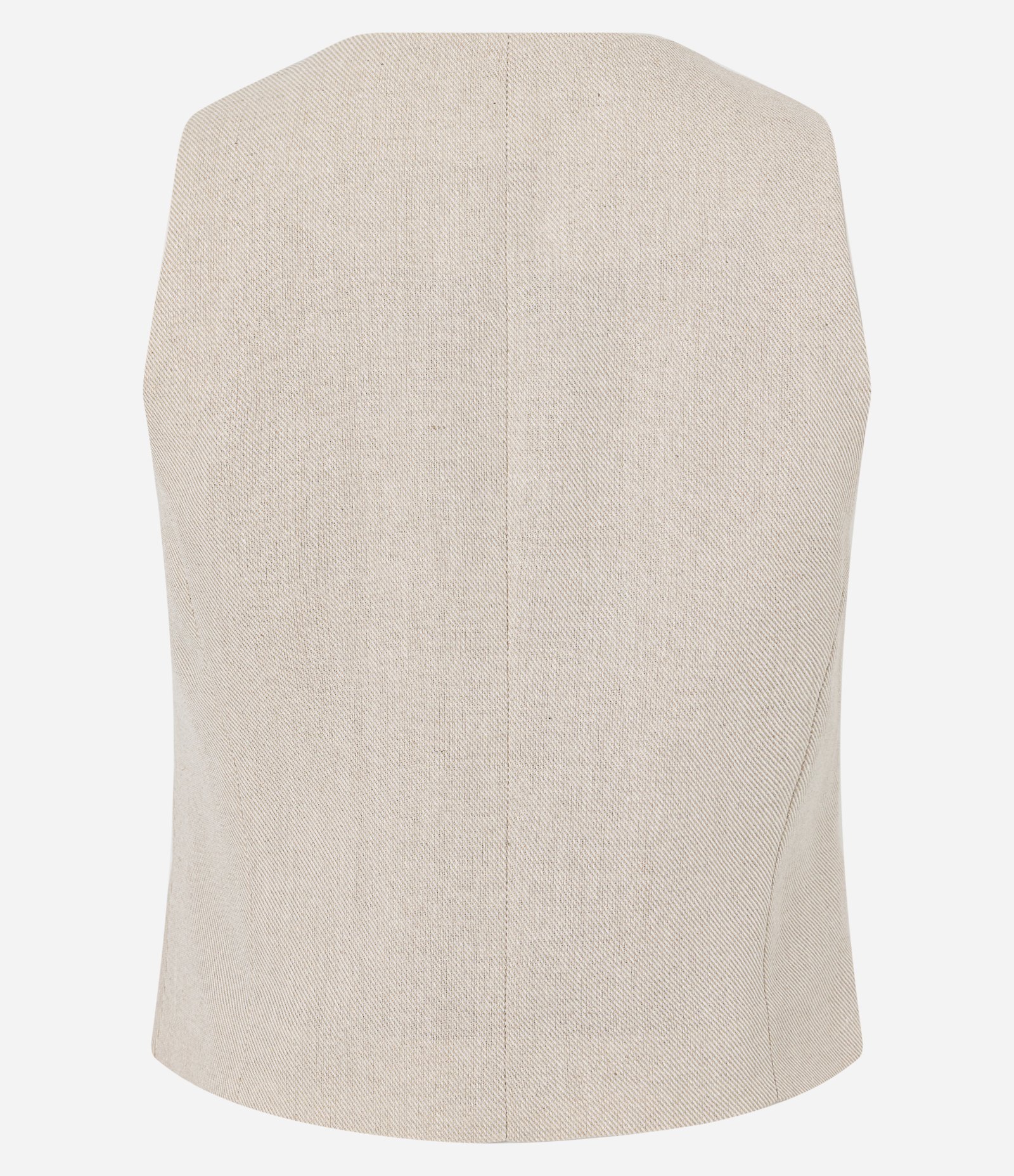 Colete com Linho e Abotoamento Frontal Bege 7