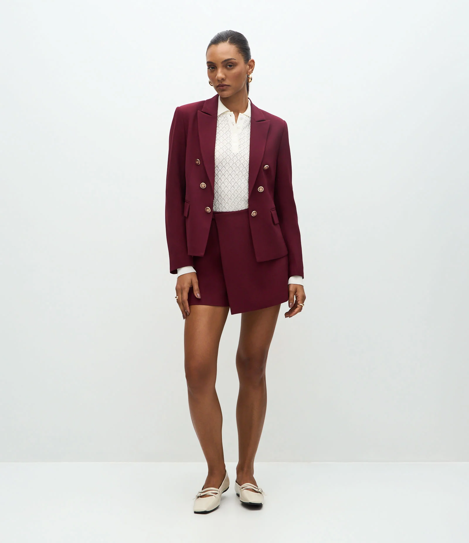 Blazer Slim Alfaiatado com Botões Diferenciados Bordô 2
