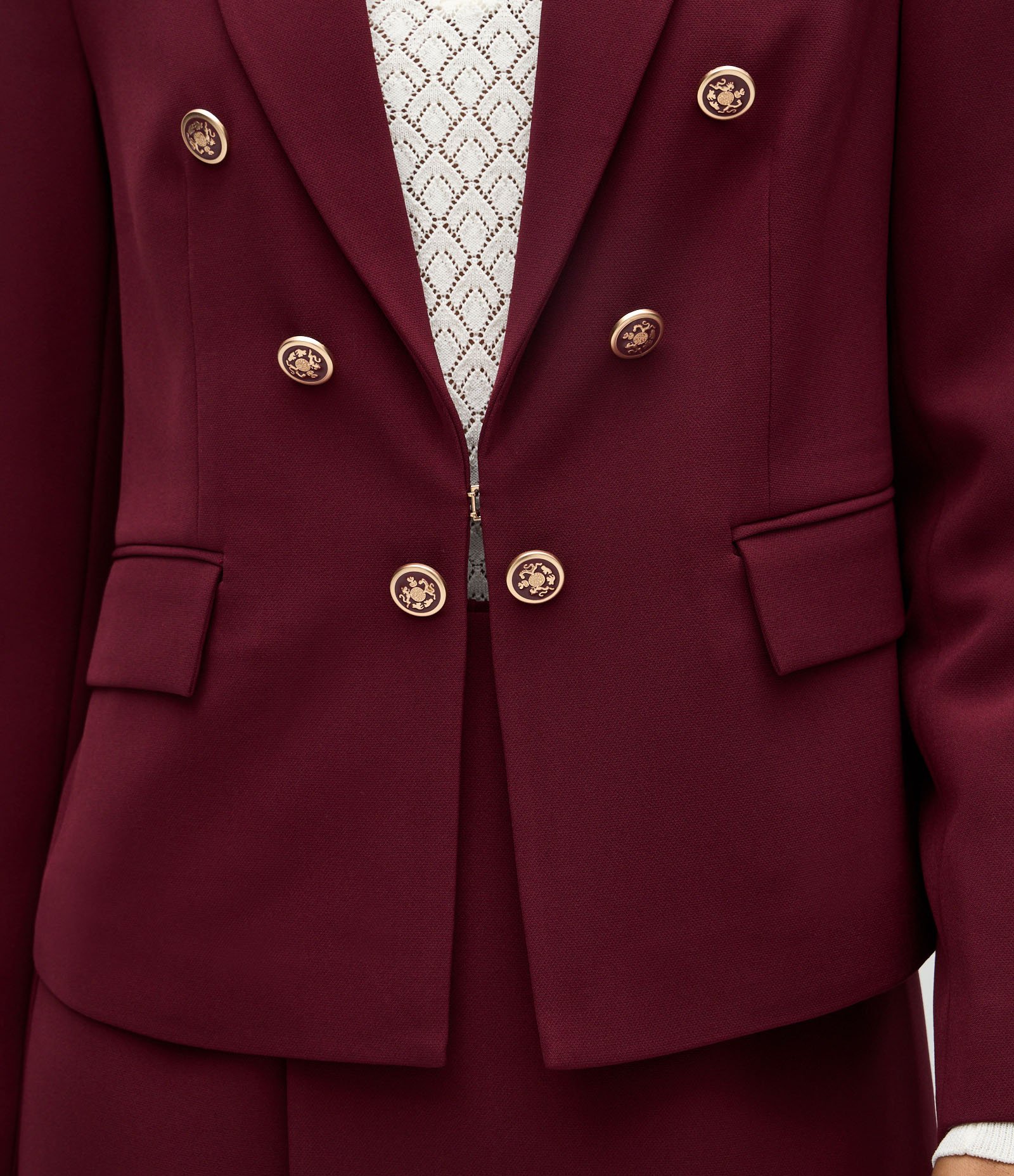 Blazer Slim Alfaiatado com Botões Diferenciados Bordô 3